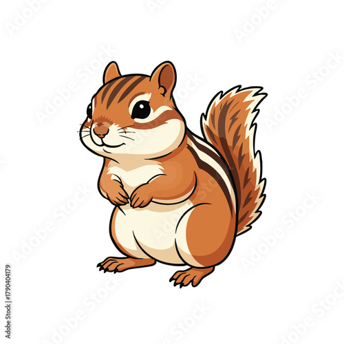 Cute cartoon chipmunk standing and smiling
