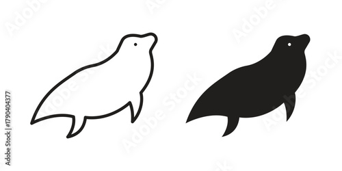 Sea lion icon vector with glyph style. Stroke liner icons