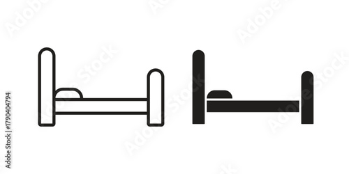 Shelter beds icon vector with glyph style. Stroke liner icons