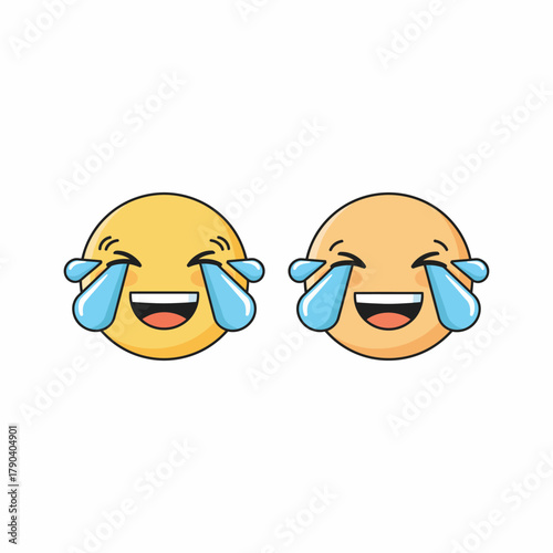 Joyful Face Emoji with Tears of Happiness - Perfect for Celebrating Emotions