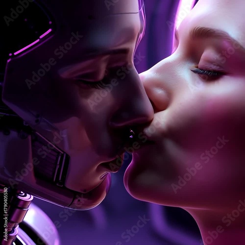 Two Robots Kissing Emotional
