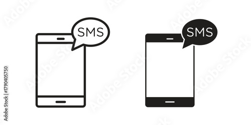 SMS icon vector with glyph style. Stroke liner icons