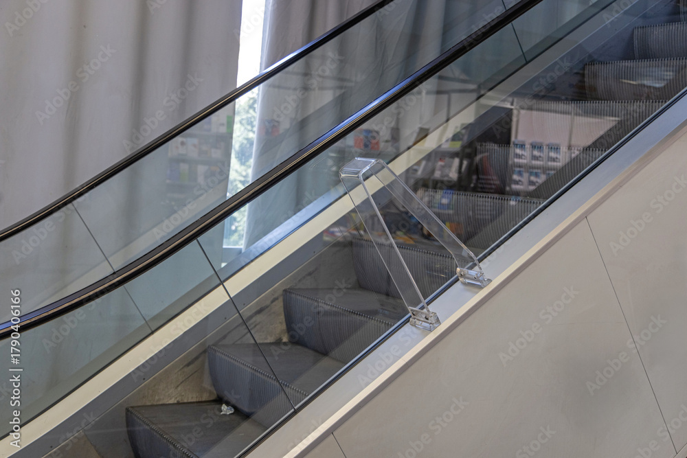 Fototapeta premium Acryl Barrier Safety Device at Exterior of Escalator