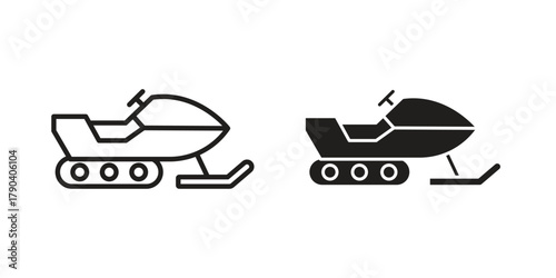 Snowmobile icon vector with glyph style. Stroke liner icons
