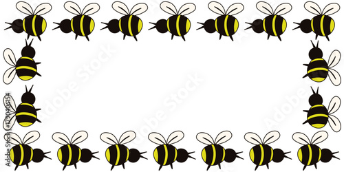 Summer Frame. Vector illustration of funny Bee Frame with blank space for text. Perfect for nursery greeting card web banner. EPS 10