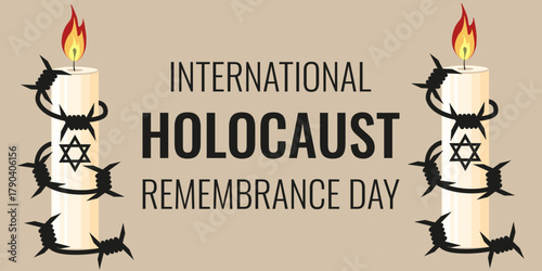International Holocaust remembrance Day vector banner design. Minimal vector Holocaust Remembrance week horizontal placard layout. Perfect for web and street placard. EPS 10