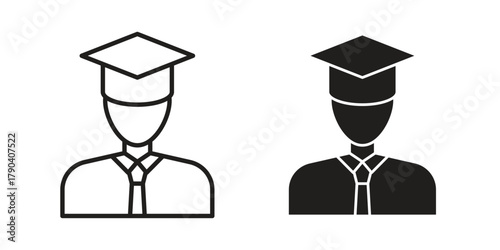 Student icon vector with glyph style. Stroke liner icons