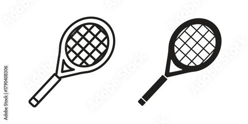 Tennis racket icon vector with glyph style. Stroke liner icons