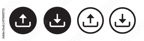 Upload and download icons, arrow upload and download symbols vector.