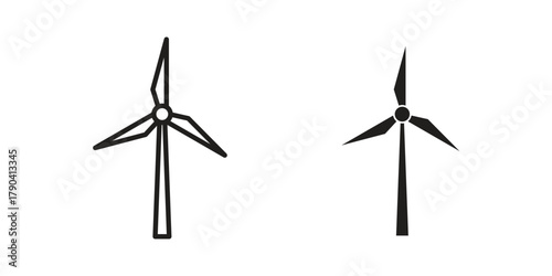 Wind turbine icon vector with glyph style. Stroke liner icons