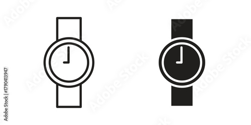 Wristwatch icon vector with glyph style. Stroke liner icons