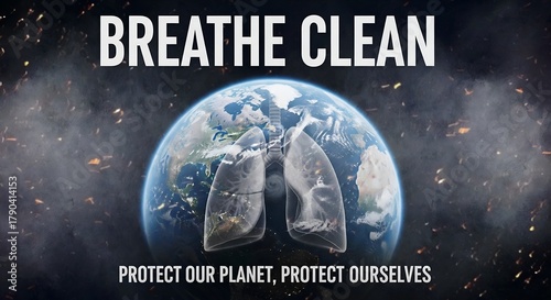 Awareness illustration of protecting the planet and ourselves through clean breathing.