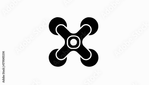 Quadcopter simple icon on white background. Vector icons illustration.