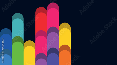 Colorful abstraction of liquid rainbow spots, LGBT colors on a black background in the form of bright colored lines, colored pencils and paints, thick brushstrokes of paint, business schedule