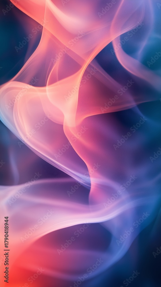 Fototapeta premium Colorful Swirls of Smoke Flow Gracefully in a Dark Background Creating an Ethereal Effect