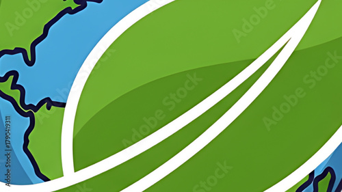 Global green leaf symbol representing environmental sustainability and nature