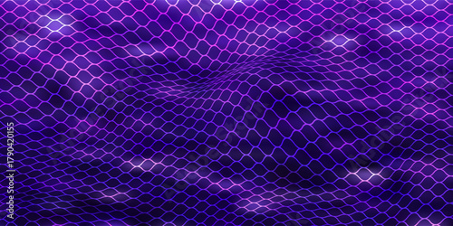 Abstract mesh net background with colorful ultraviolet holographic neon lights. Creative concept.