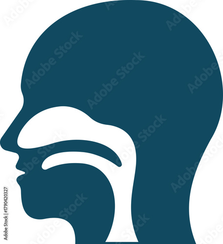 Throat Icon represents human health, medical care. This premium vector concept focuses on the throat area, depicting the neck and respiratory system as a symbol of voice, breathing, and wellness.