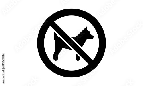 Piktogramm Hunde verboten – Symbol für Bereiche ohne Hunde, öffentliche Plätze und Gebäude, Vektorillustration, schwarz