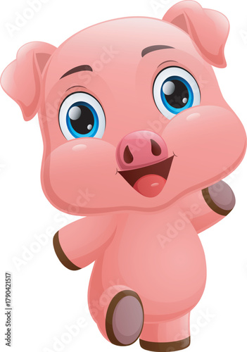 Cute pig cartoon on white background