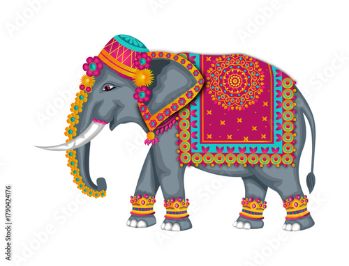 Indian Decorative Elephant Vector – Traditional Wedding Symbol Illustration