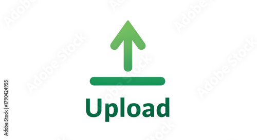 Green upload icon with upward arrow symbolizing data transfer and progress