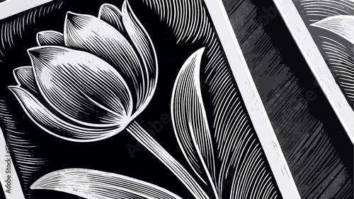 Elegant floral linework design with tulip, sophisticated modern art for print or web, striking botanical engraving, artistic flower illustration for creative projects