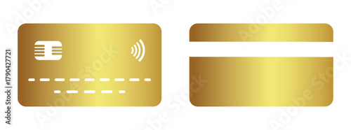 Gold Credit and Debit Card Vector, Contactless Payment Symbol