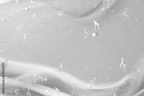 Melodic Music Notes Dancing in a Soft Wave, Creating a Serene Atmosphere