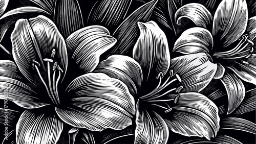 Striking floral design showcasing bold lily blossoms, perfect for artistic projects, creating a sophisticated and modern aesthetic with a touch of nature