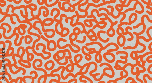 Abstract pattern with organic, flowing orange lines on a light grey textured background, creating a sense of movement and playfulness