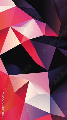 Colorful Geometric Pattern With Bright Reds and Blacks Creating Visual Depth ...