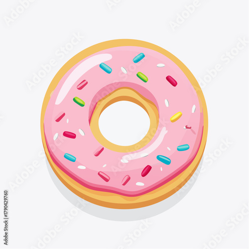 Delicious Donut with Pink Glaze and Sprinkles A Sweet Treat Illustration