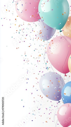 Colorful Balloons and Confetti Creating a Festive Atmosphere for a Celebration
