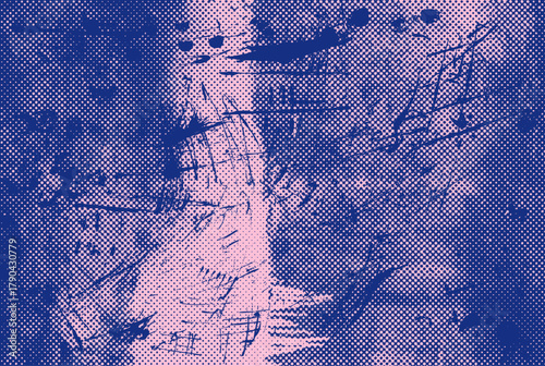 Grungy blue and pink halftone vector background, abstract distressed overlay texture for sport brochures, banners and posters