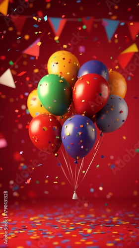 Colorful Balloons and Confetti Create a Festive Atmosphere for a Celebration