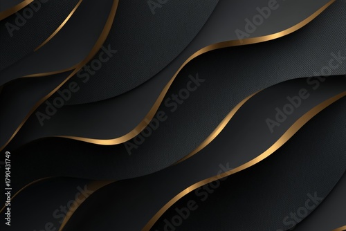 Elegant Gold and Black Wave Pattern With Smooth Curves and Textures