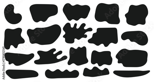 Abstract organic blob shapes Fluid wavy round forms set.soft liquid doodle elements. Modern oval background. Abstract  vector illustration