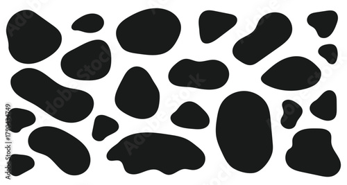 Abstract Fluid wavy round forms and soft liquid doodle elements. Abstract geometric composition .Abstract organic blob shapes set. Modern oval background vector illustration