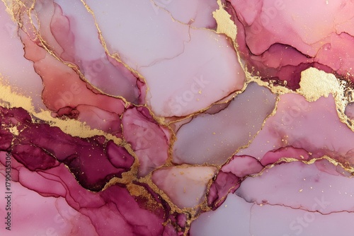 Elegant Pink and Gold Abstract Design With Flowing Shapes on Smooth Surface