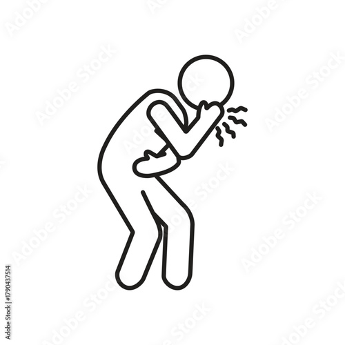 Coughing Man Silhouette Health Problem Illustration Sick Person Flu Season Viral Infection Sickness Outline Drawing