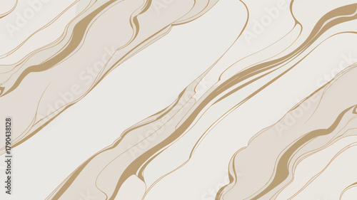 Abstract flowing lines beige and gold background vector