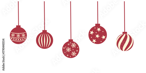 
クリスマスオーナメントのイラスト　クリスマスバナー　背景　飾り　素材