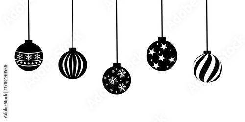 
クリスマスオーナメントのイラスト　クリスマスバナー　背景　飾り　素材