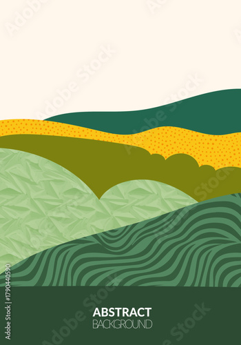 Patchwork collage abstract background vector illustration. Pattern with textured pieces, organic shape with scribble. A4 vertical poster, contemporary backdrop, book cover, eco template