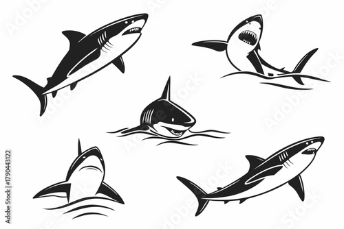Minimalist shark fin icon set for digital design