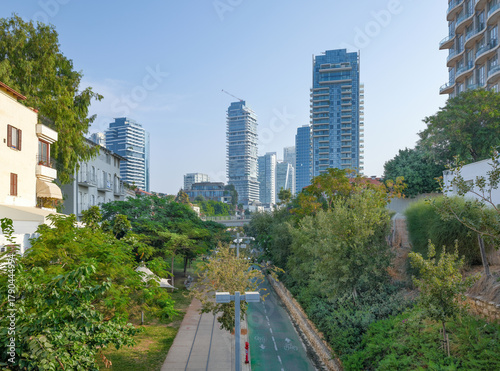  Train Track Park (Park Hamesila in Hebrew) in Tel Aviv. It's named for the first railway between Jaffa and Jerusalem in 1892.