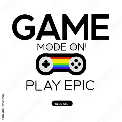 Game mode on play epic with colorful rainbow game controller