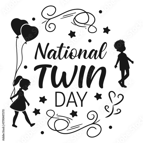 NATIONAL TWIN DAY vector illustration isolated on white background