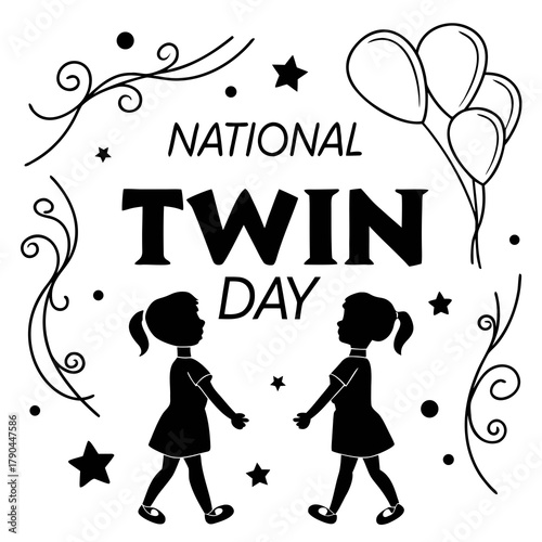 NATIONAL TWIN DAY vector illustration 